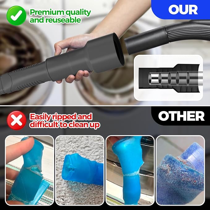 2 Pieces Dryer Vent Cleaner Kit, Dryer Lint Vacuum Attachment and Flexible Dryer Lint Brush, Dryer Vent Vacuum Hose