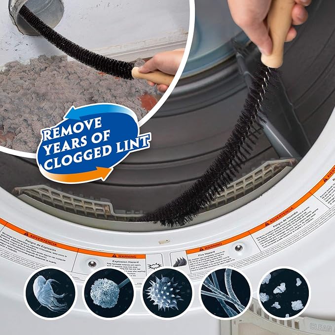 2 Pieces Dryer Vent Cleaner Kit, Dryer Lint Vacuum Attachment and Flexible Dryer Lint Brush, Dryer Vent Vacuum Hose