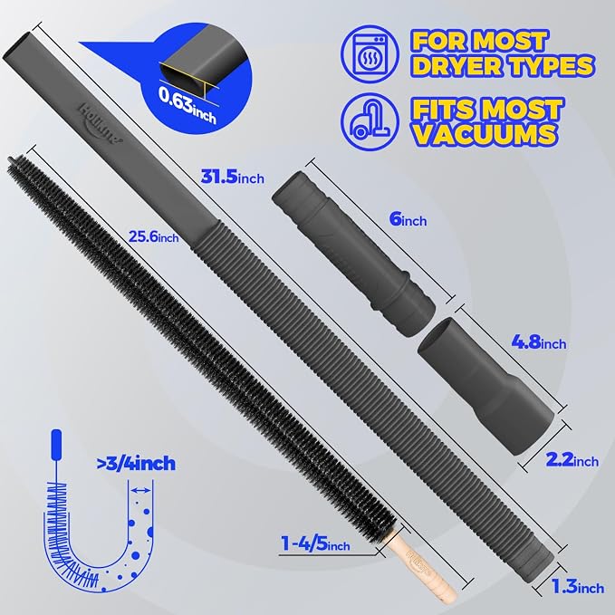 2 Pieces Dryer Vent Cleaner Kit, Dryer Lint Vacuum Attachment and Flexible Dryer Lint Brush, Dryer Vent Vacuum Hose