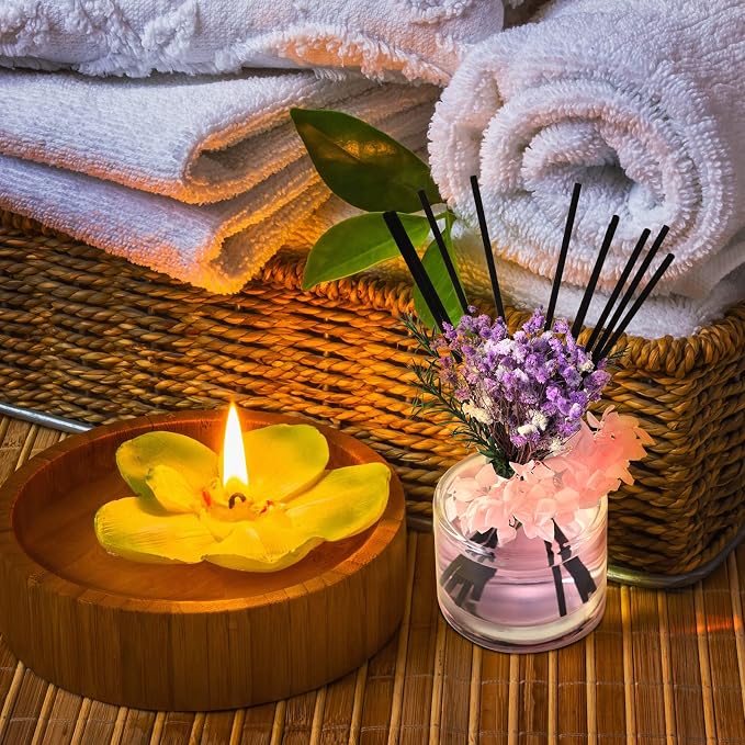 2 Reed Diffuser Sets Flower Oil Diffuser Sticks with Refill Empty 5oz Bottles Scent Glass for Fragrance Home Bathroom Gifts