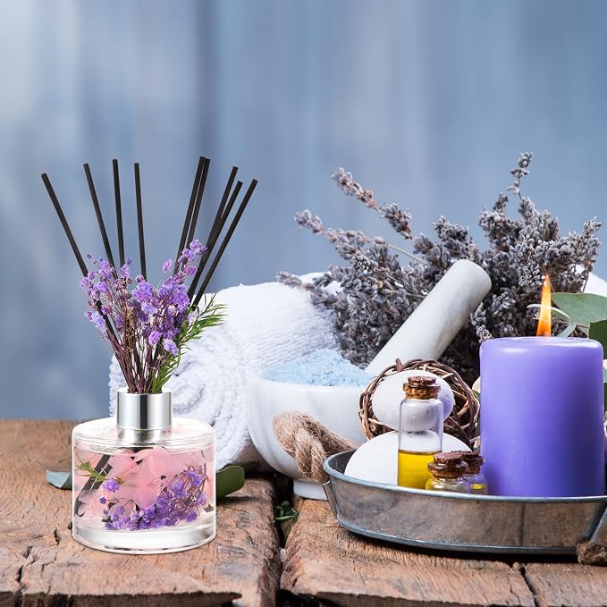 2 Reed Diffuser Sets Flower Oil Diffuser Sticks with Refill Empty 5oz Bottles Scent Glass for Fragrance Home Bathroom Gifts