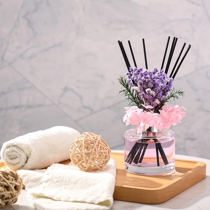 2 Reed Diffuser Sets Flower Oil Diffuser Sticks with Refill Empty 5oz Bottles Scent Glass for Fragrance Home Bathroom Gifts