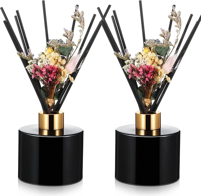 2 Reed Diffuser Sets Flower Oil Diffuser Sticks with Refill Empty 5oz Bottles Scent Glass for Fragrance Home Bathroom Gifts