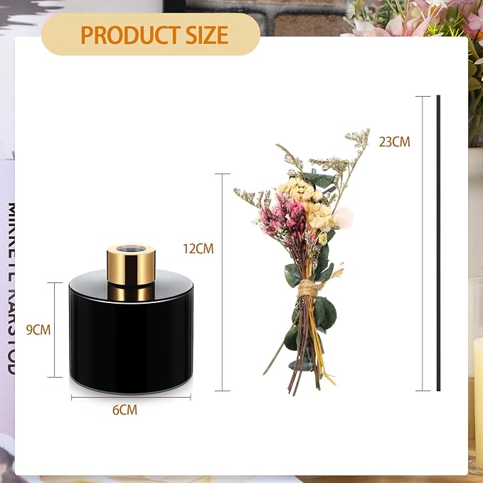 2 Reed Diffuser Sets Flower Oil Diffuser Sticks with Refill Empty 5oz Bottles Scent Glass for Fragrance Home Bathroom Gifts