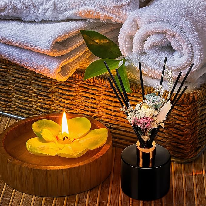 2 Reed Diffuser Sets Flower Oil Diffuser Sticks with Refill Empty 5oz Bottles Scent Glass for Fragrance Home Bathroom Gifts