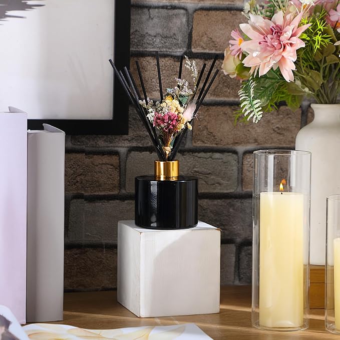 2 Reed Diffuser Sets Flower Oil Diffuser Sticks with Refill Empty 5oz Bottles Scent Glass for Fragrance Home Bathroom Gifts