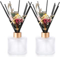 2 Reed Diffuser Sets Flower Oil Diffuser Sticks with Refill Empty 5oz Bottles Scent Glass for Fragrance Home Bathroom Gifts