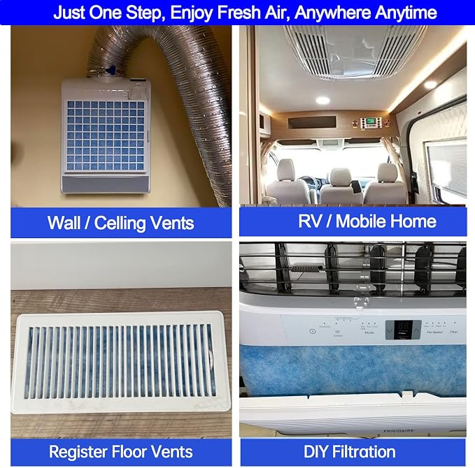 2 Rolls Air Filters 12x90, Cut to Size(100+Filters) MERV 8 Electrostatic Floor Vent Filter for Registers, RV, AC, Ceiling