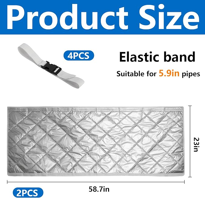 2 Set Quilting Air Conditioner Hose Cover, AC Insulated Hose Cover Wrap with 4 Adjustable Buckle Straps, Portable Air