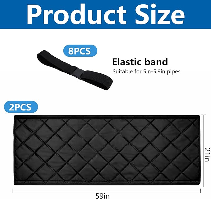 2 Set Quilting Air Conditioner Hose Cover, AC Insulated Hose Cover Wrap with 8 Adjustable Buckle Straps, alternate view 2