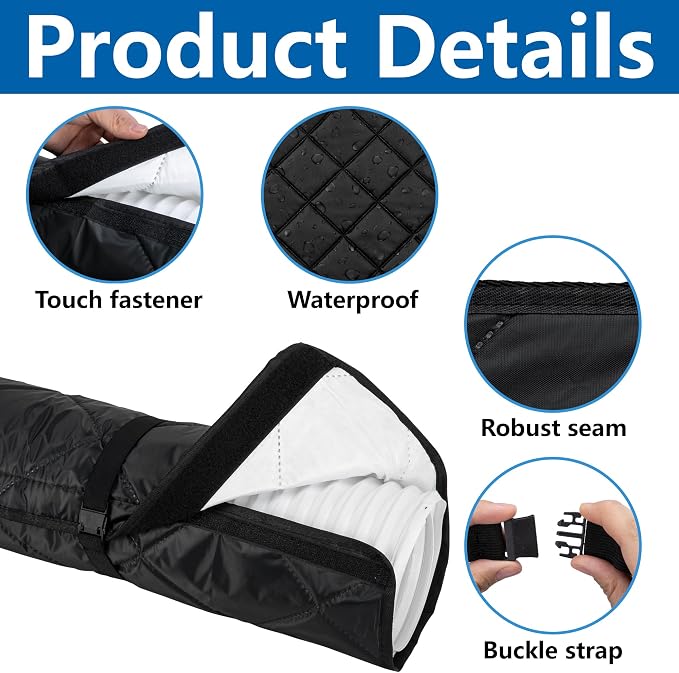 2 Set Quilting Air Conditioner Hose Cover, AC Insulated Hose Cover Wrap with 8 Adjustable Buckle Straps, alternate view 3
