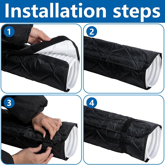 2 Set Quilting Air Conditioner Hose Cover, AC Insulated Hose Cover Wrap with 8 Adjustable Buckle Straps, alternate view 4