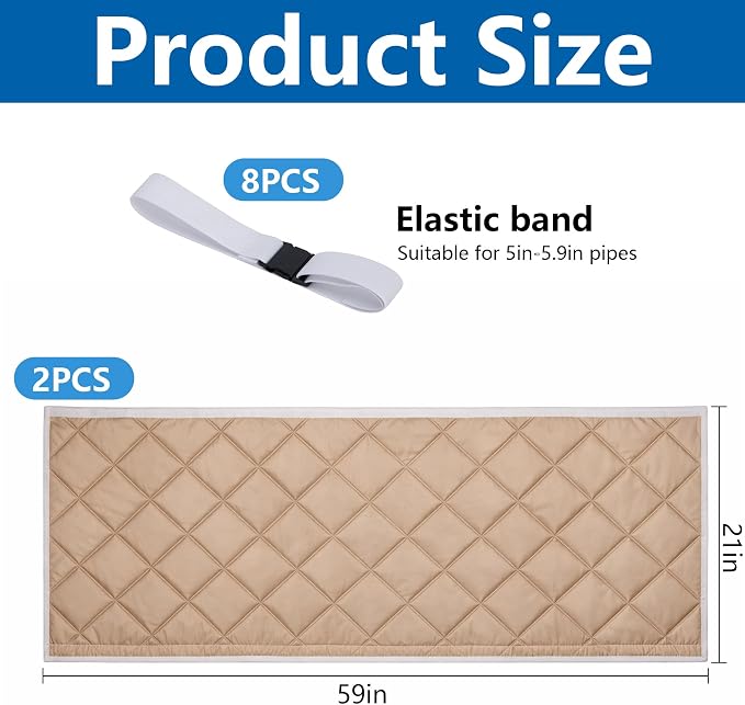 2 Set Quilting Air Conditioner Hose Cover, AC Insulated Hose Cover Wrap with 8 Adjustable Buckle Straps, alternate view 2