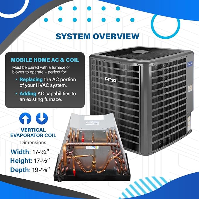 2 Ton 14.3 SEER2 Central Air Conditioner Split System & Mobile Home Coil - R32 Single Stage | 24000 BTU Energy, alternate