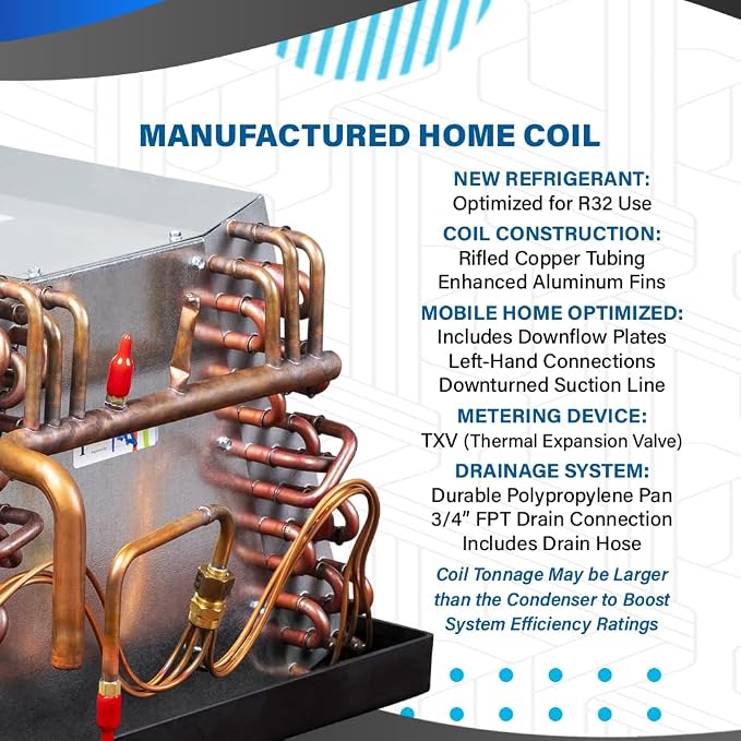 2 Ton 14.3 SEER2 Central Air Conditioner Split System & Mobile Home Coil - R32 Single Stage | 24000 BTU Energy, alternate