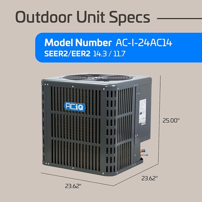 2 Ton 14.3 SEER2 iCongo Central Air Conditioner Split System & 17.5in Vertical Evaporator Cased Coil with Thermostat - R32