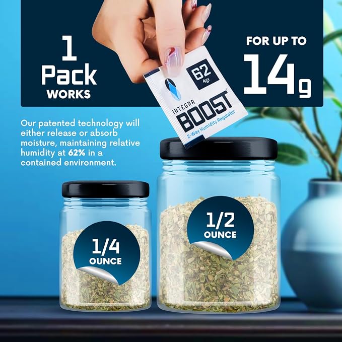 2-Way Humidity Control Pack - Preserve Flavor & Control Humidity at 62% RH - Moisture Absorber for Herbs, Spices & More - 4
