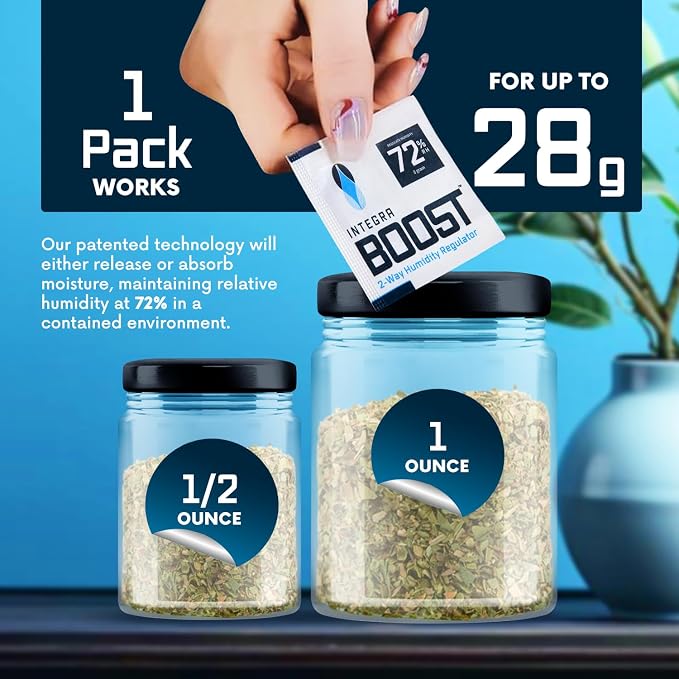 2-Way Humidity Control Pack - Preserve Flavor & Control Humidity at 72% RH - Moisture Absorber for Herbs, Spices & More - 8