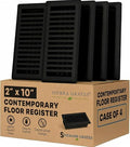 2" x 10" Contemporary Design Steel Floor Register in Textured Black Finish for Floor l- Decorative Air Vent