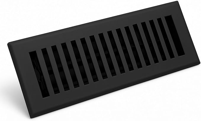 2" x 10" Contemporary Design Steel Floor Register in Textured Black Finish for Floor l- Decorative Air Vent, alternate view 2