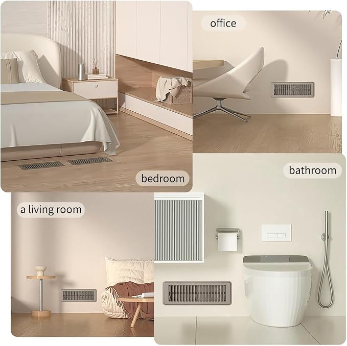 2" x 10" Floor Register 6 Pack, Heavy Duty Steel Walkable Floor Vents, Easy Adjust Air Vent Covers for Home Floor Wall