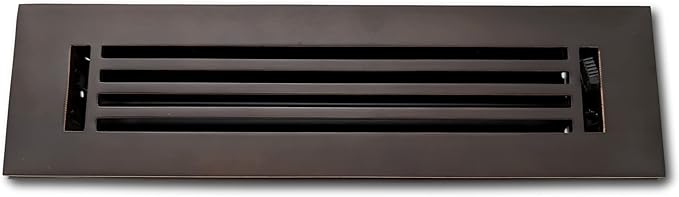 2 x 12 Cast Aluminum Linear Bar Vent Cover with Damper - Oxidized Bronze (Overall: 3.75 x 13.5) | Floor Register - Wall