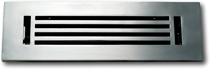 2 x 12 Cast Aluminum Linear Bar Vent Cover with Damper - Brushed Satin (Overall: 3.75 x 13.5) | Floor Register, alternate