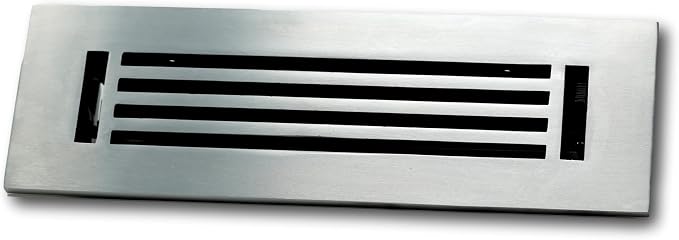 2 x 12 Cast Aluminum Linear Bar Vent Cover with Damper - Brushed Satin (Overall: 3.75 x 13.5) | Floor Register, alternate
