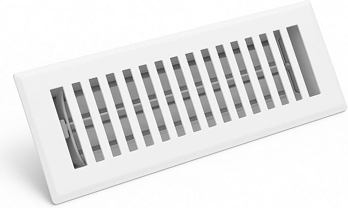 2" x 12" Contemporary Design Steel Floor Register in Glacier White Finish for Floor l- Decorative Air Vent, alternate view 2