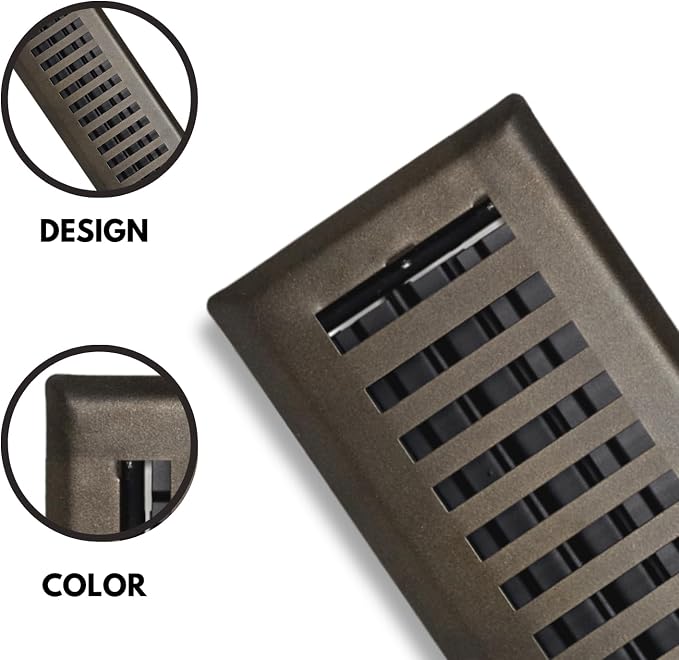 2" x 12" Contemporary Design Steel Floor Register in Metallic Bronze Finish for Floor l- Decorative Air Vent Covers- Floor