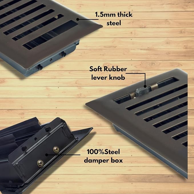 2" x 12" Contemporary Design Steel Floor Register in Metallic Bronze Finish for Floor l- Decorative Air Vent Covers- Floor