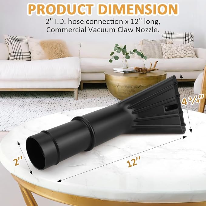 2" x 12" Wet/Dry Vacuum Claw Nozzle for Auto Car Home Vehicle Interiors Boats and Campers Accessories SCN2
