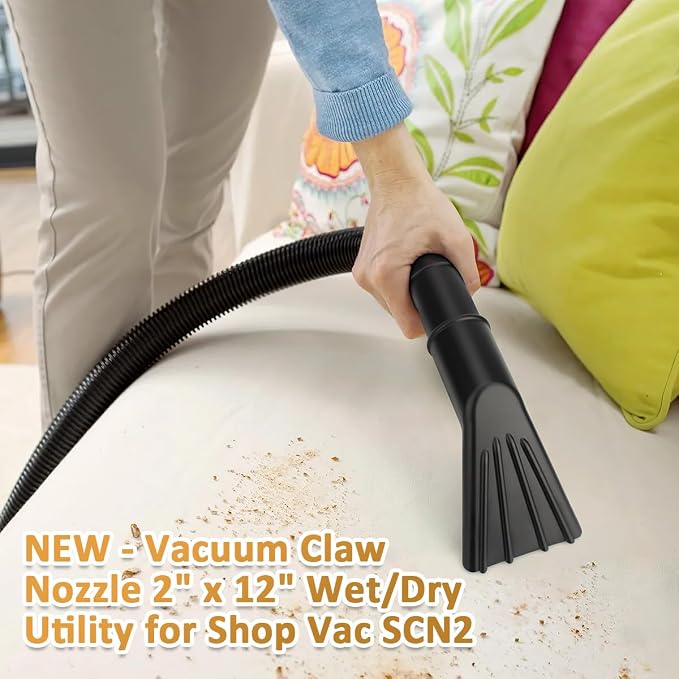 2" x 12" Wet/Dry Vacuum Claw Nozzle for Auto Car Home Vehicle Interiors Boats and Campers Accessories SCN2