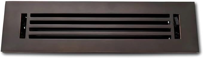 2 x 14 Cast Aluminum Linear Vent Cover with Damper - Oxidized Bronze (Overall: 3.75 x 13.75) | Floor Register