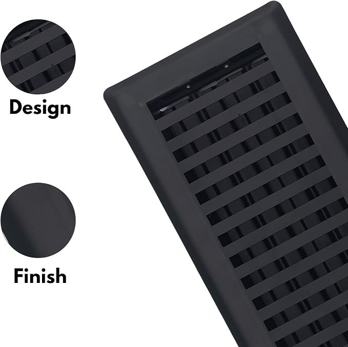 2" x 14" Contemporary Design Steel Floor Register in Textured Black Finish for Floor l- Decorative Air Vent, alternate view 6