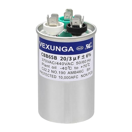 20/3 uF 20+3 MFD 370VAC or 440VAC Dual Run Start Round A/C Capacitor CBB65 Air Conditioner Capacitors for AC