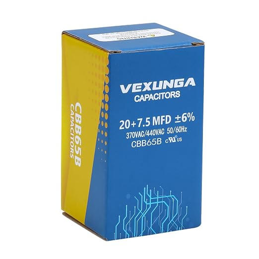 20/7.5 uF 20+7.5 MFD 370V or 440V Dual Run Start Round A/C Capacitor 20 7.5 uF 370 440 Volt VAC CBB65 Air, alternate view 5