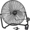 20" Black High Velocity Wall Mount Fan with Pivoting Head - 3 Speeds, Remote Control, Ideal Wall Mount Fan or Floor Fan for