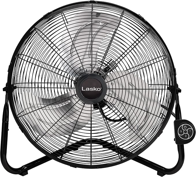 20" Black High Velocity Wall Mount Fan with Pivoting Head - 3 Speeds, Remote Control, Ideal Wall Mount Fan or Floor Fan for