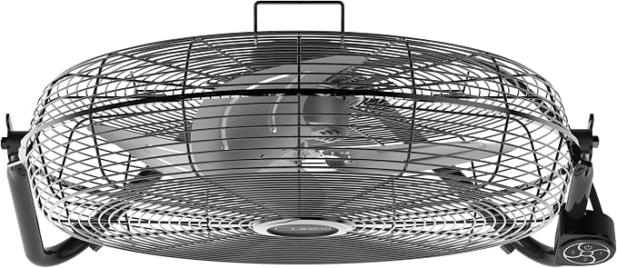 20" Black High Velocity Wall Mount Fan with Pivoting Head - 3 Speeds, Remote Control, Ideal Wall Mount Fan or Floor Fan for