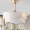 20" Boho Fandelier Ceiling Fans with Lights, Gold Fandelier Ceiling Fans with Light Remote Control, Fabric 6 Speeds