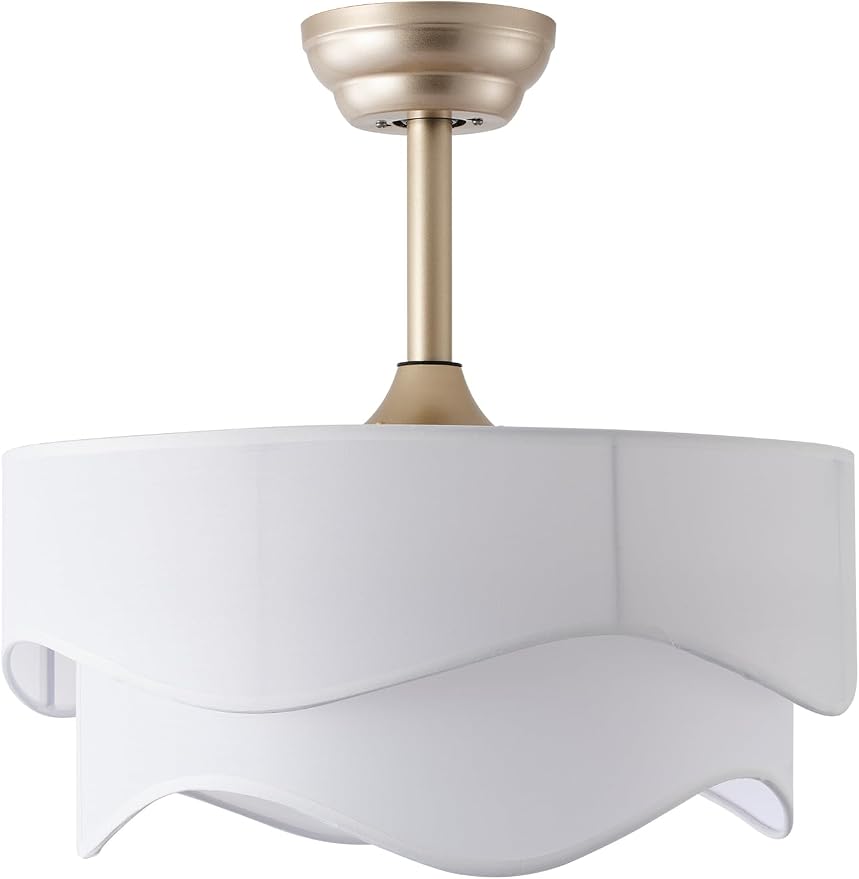 20" Boho Fandelier Ceiling Fans with Lights, Gold Fandelier Ceiling Fans with Light Remote Control, Fabric 6 Speeds