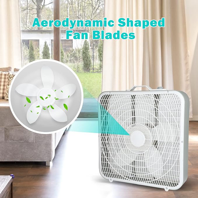 20'' Box Fan, 3-Speed Cooling Floor Fan with Aerodynamic Shaped Fan Blades, alternate product view 4