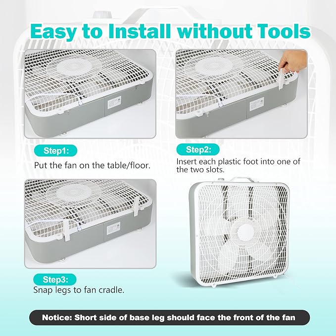 20'' Box Fan, 3-Speed Cooling Floor Fan with Aerodynamic Shaped Fan Blades, alternate product view 5