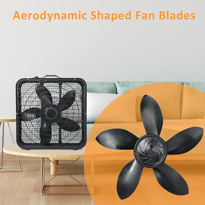 20” Box Fan, 3-Speed Cooling Table Fan with Aerodynamic Shaped Fan Blades, alternate product view 4