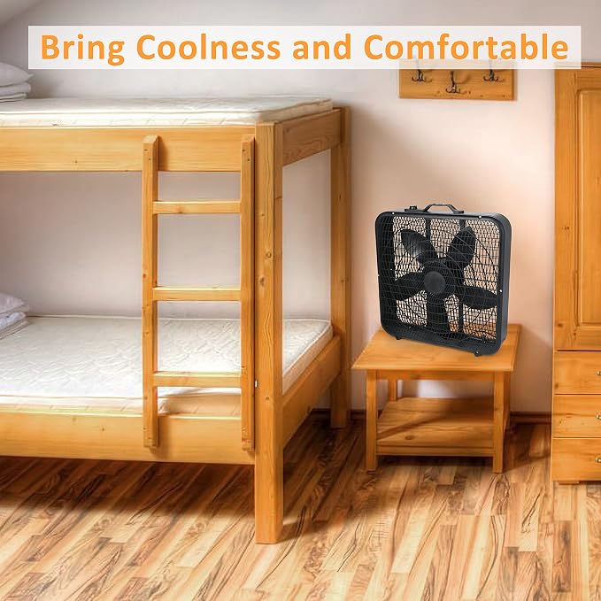 20” Box Fan, 3-Speed Cooling Table Fan with Aerodynamic Shaped Fan Blades, alternate product view 5