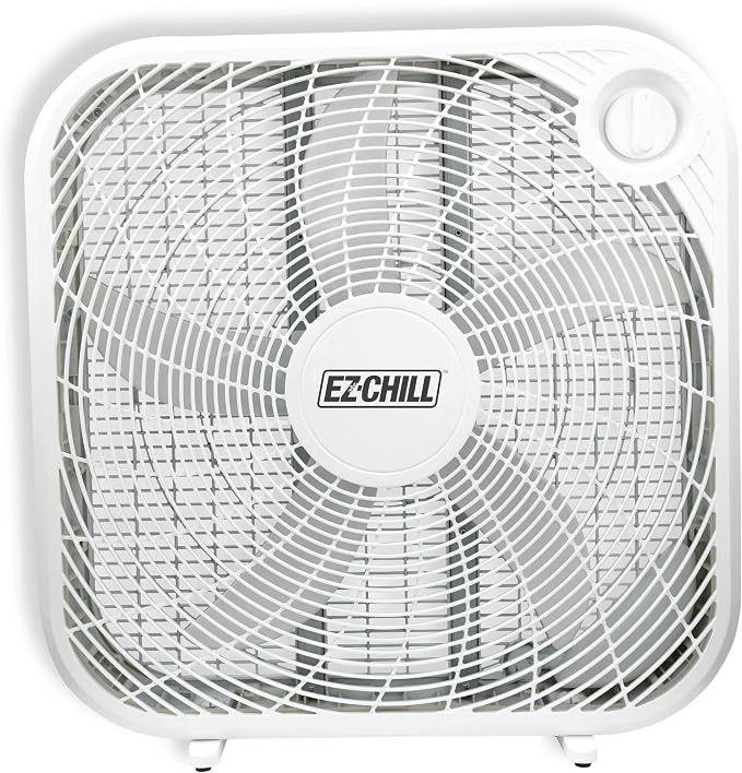 20" Box Fan, 3 Speed Ful Force Air Circulation, Ideal for Home, Bedroom, & Office, White, product image