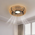 20" Caged Ceiling Fans with Lights and Remote, Fandelier Ceiling Fan with Light, Flush Mount Low Profile