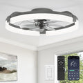 20" Ceiling Fans with Lights and Remote, Modern Low Profile Ceiling Fan, 3 CCT, Stepless Dimmable, Fandelier Flush Mount Fan