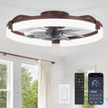 20" Ceiling Fans with Lights and Remote, Modern Low Profile Ceiling Fan, 3 CCT, Stepless Dimmable, Fandelier Flush Mount Fan